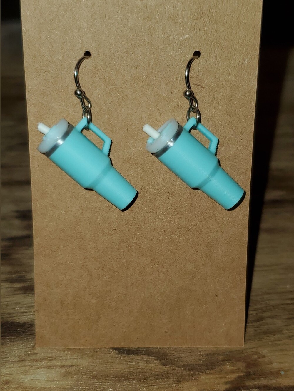 B2G1F Mini Light Blue Tumbler Dangle Earrings, NEW